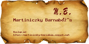 Martiniczky Barnabás névjegykártya